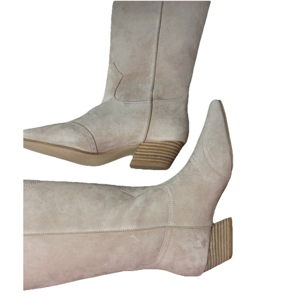 Steve Madden Dollie Womens Tall  Tan Suede Western Boots Cowboy Block Heels Sz 7
